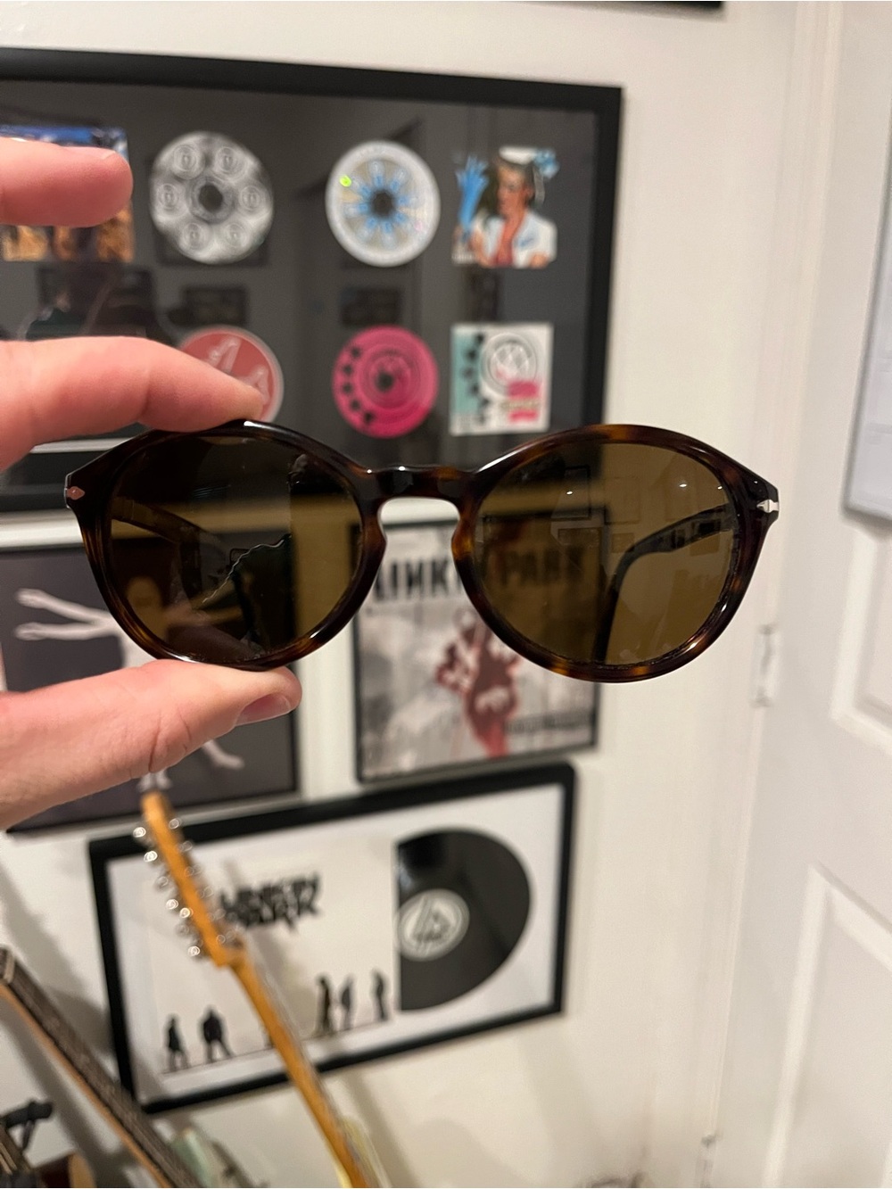 PO3237 Tortoiseshell Persol Round Sunglasses - Brown Lenses